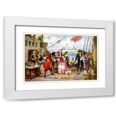 Captain Kidd in New York Harbor White Modern Wood Framed Art Print with Double Matting by Ferris, Jean Leon Gerome