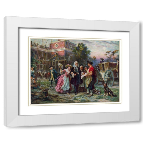 Building the Cradle of Liberty White Modern Wood Framed Art Print with Double Matting by Ferris, Jean Leon Gerome