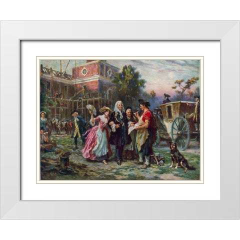 Building the Cradle of Liberty White Modern Wood Framed Art Print with Double Matting by Ferris, Jean Leon Gerome
