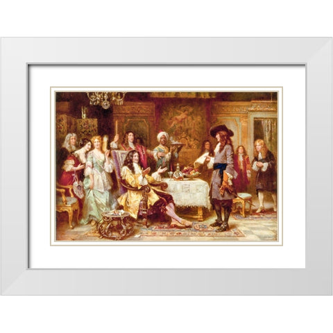 The Birth of Pennsylvania 1680 White Modern Wood Framed Art Print with Double Matting by Ferris, Jean Leon Gerome