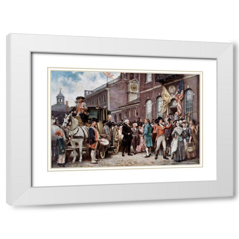 Washingtons Inaugration at Philadelphia White Modern Wood Framed Art Print with Double Matting by Ferris, Jean Leon Gerome