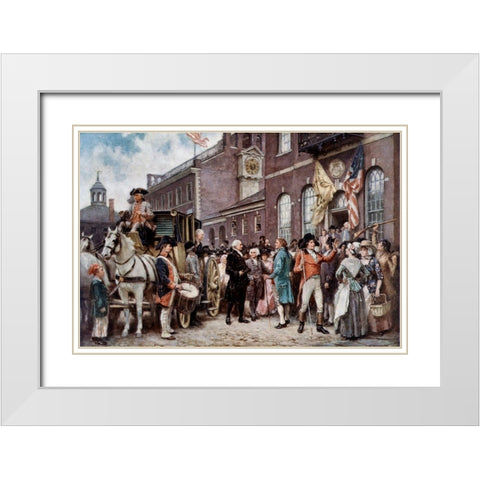 Washingtons Inaugration at Philadelphia White Modern Wood Framed Art Print with Double Matting by Ferris, Jean Leon Gerome