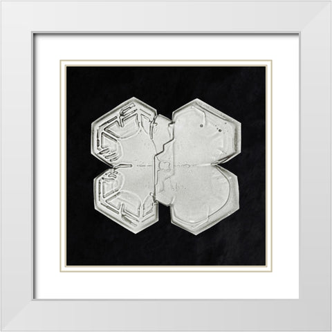 Snowflake 1225 White Modern Wood Framed Art Print with Double Matting by Bentley, Wilson
