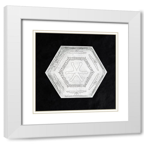 Snowflake 10B White Modern Wood Framed Art Print with Double Matting by Bentley, Wilson