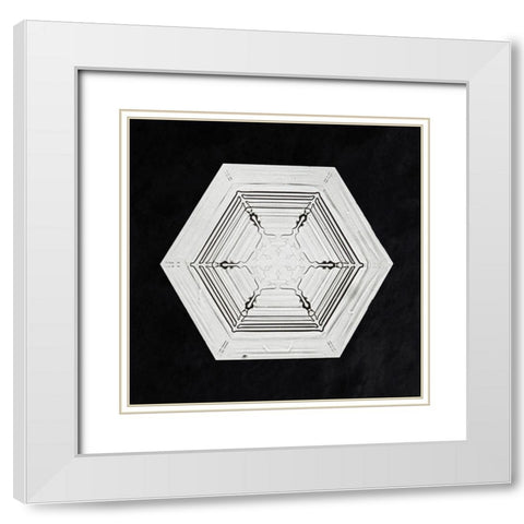 Snowflake 234 White Modern Wood Framed Art Print with Double Matting by Bentley, Wilson