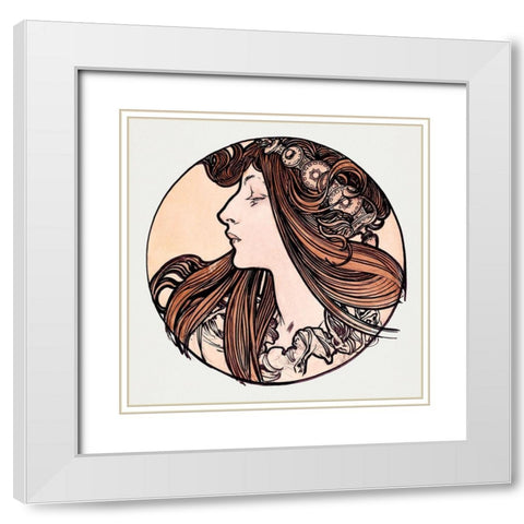 Stained glass window for the facade of the Fouquet boutique White Modern Wood Framed Art Print with Double Matting by Mucha, Alphonse