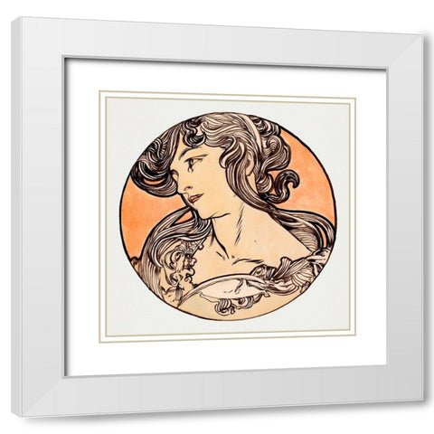 Stained glass window for the facade of the Fouquet boutique White Modern Wood Framed Art Print with Double Matting by Mucha, Alphonse