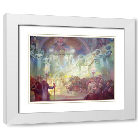 The Holy Mount Athos White Modern Wood Framed Art Print with Double Matting by Mucha, Alphonse