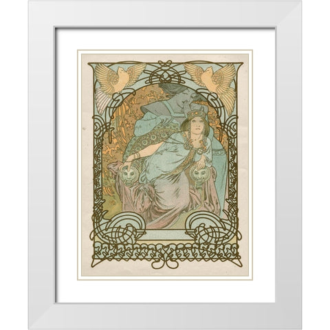 Ilsee-Princesse de Tripoli White Modern Wood Framed Art Print with Double Matting by Mucha, Alphonse