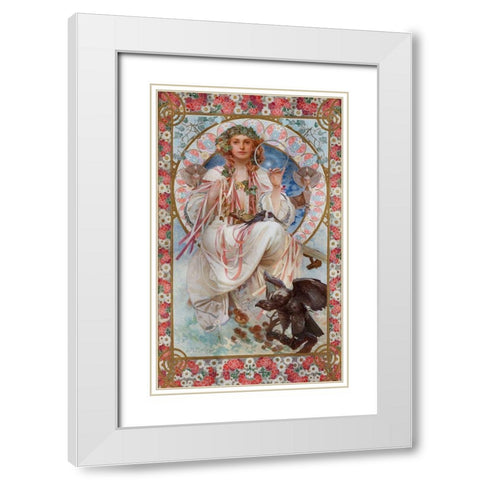 Josephine Crane Bradley as Slavia White Modern Wood Framed Art Print with Double Matting by Mucha, Alphonse