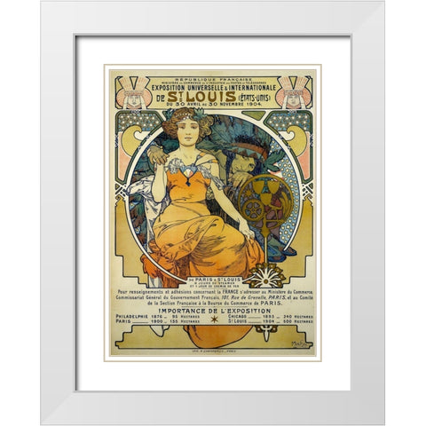 Exposition Universelles et Internationale de St. Louis White Modern Wood Framed Art Print with Double Matting by Mucha, Alphonse