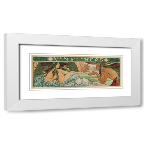 An Inca man and the Godess Incas White Modern Wood Framed Art Print with Double Matting by Mucha, Alphonse
