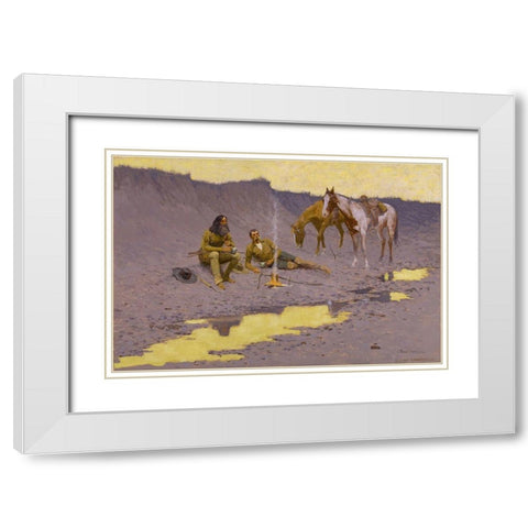 A New Year on the Cimarron White Modern Wood Framed Art Print with Double Matting by Remington, Frederic