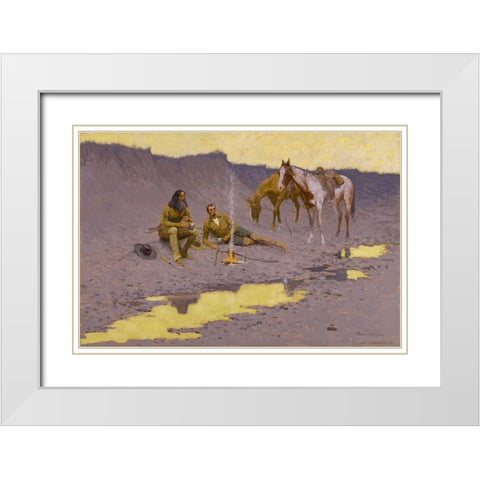 A New Year on the Cimarron White Modern Wood Framed Art Print with Double Matting by Remington, Frederic