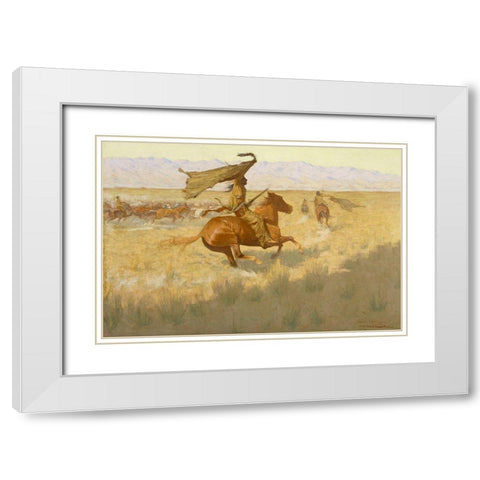 Change of Ownership White Modern Wood Framed Art Print with Double Matting by Remington, Frederic