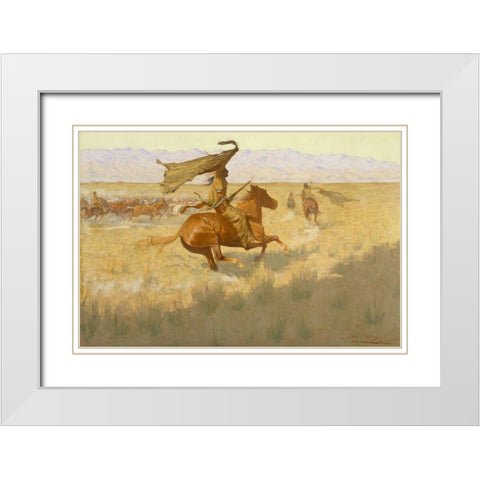 Change of Ownership White Modern Wood Framed Art Print with Double Matting by Remington, Frederic