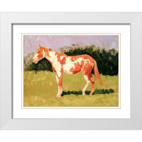 Pinto horse White Modern Wood Framed Art Print with Double Matting by Remington, Frederic