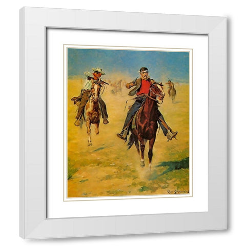 Pursuit or the Attack White Modern Wood Framed Art Print with Double Matting by Shreyvogel, Charles