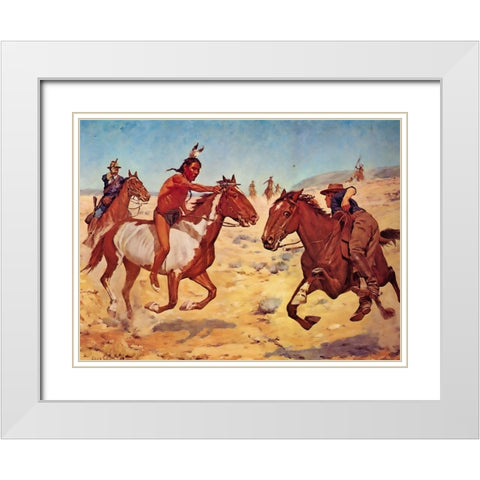 Fighting Scouts - Even Chance White Modern Wood Framed Art Print with Double Matting by Shreyvogel, Charles