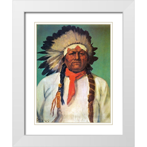 Indian Chief White Eagle White Modern Wood Framed Art Print with Double Matting by Shreyvogel, Charles