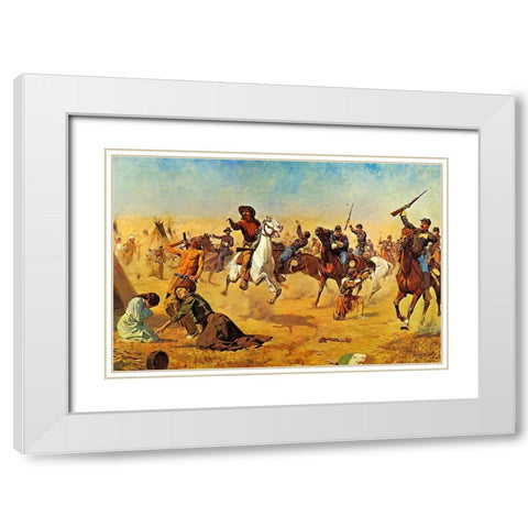 Rescue at Summit Springs White Modern Wood Framed Art Print with Double Matting by Shreyvogel, Charles