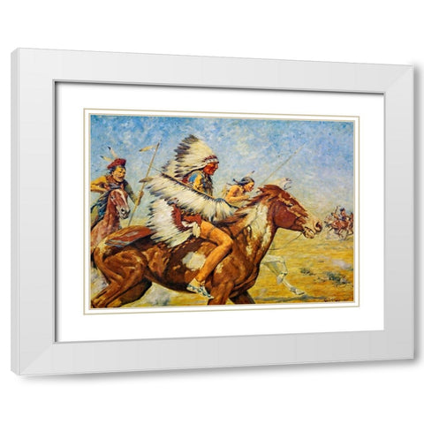 Going into Action White Modern Wood Framed Art Print with Double Matting by Shreyvogel, Charles