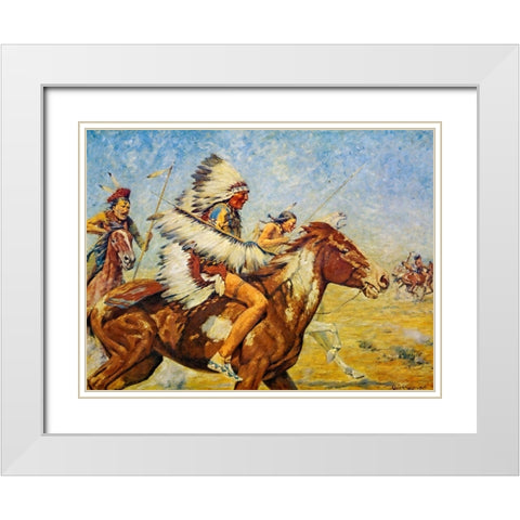 Going into Action White Modern Wood Framed Art Print with Double Matting by Shreyvogel, Charles