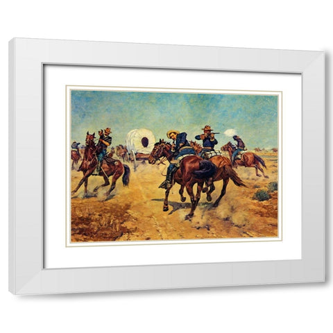 Protecting the Immigrants White Modern Wood Framed Art Print with Double Matting by Shreyvogel, Charles
