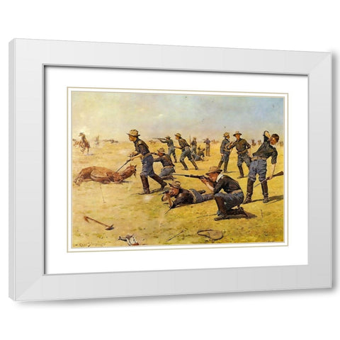 The Skirmish Line White Modern Wood Framed Art Print with Double Matting by Shreyvogel, Charles