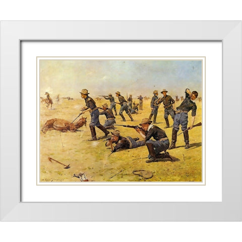 The Skirmish Line White Modern Wood Framed Art Print with Double Matting by Shreyvogel, Charles