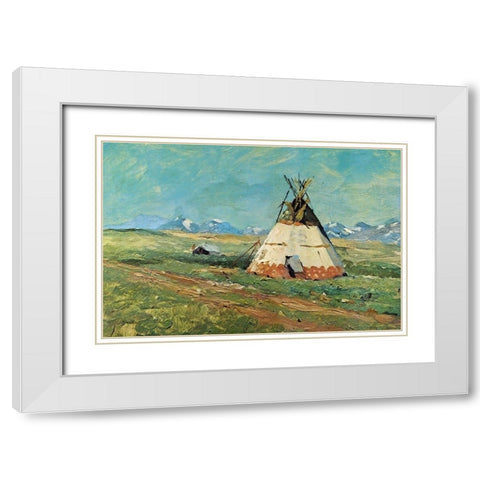 Blackfoot Reservation Montana White Modern Wood Framed Art Print with Double Matting by Shreyvogel, Charles