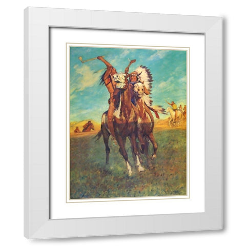 Fight to the Finish White Modern Wood Framed Art Print with Double Matting by Shreyvogel, Charles