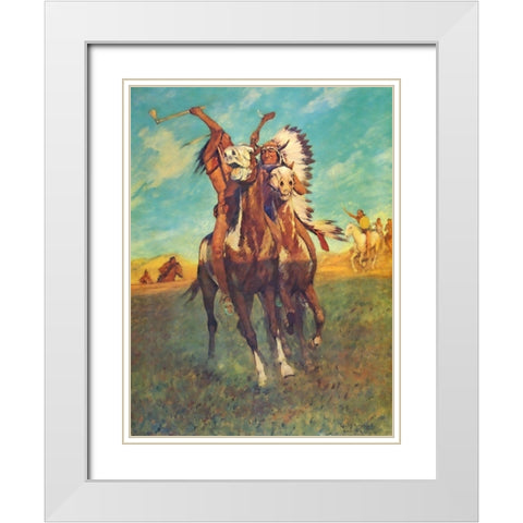 Fight to the Finish White Modern Wood Framed Art Print with Double Matting by Shreyvogel, Charles