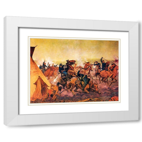 Attack at Dawn White Modern Wood Framed Art Print with Double Matting by Shreyvogel, Charles