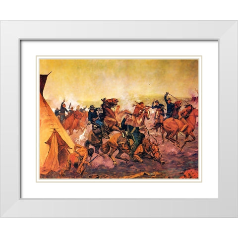 Attack at Dawn White Modern Wood Framed Art Print with Double Matting by Shreyvogel, Charles