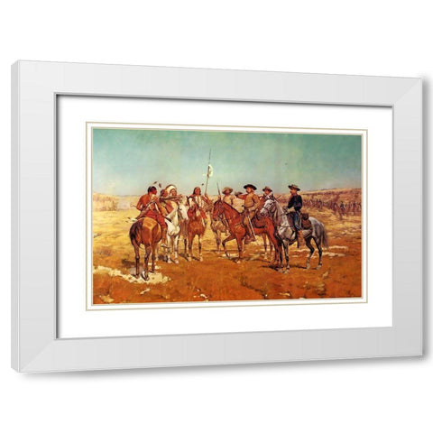 Custers Demand White Modern Wood Framed Art Print with Double Matting by Shreyvogel, Charles