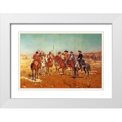 Custers Demand White Modern Wood Framed Art Print with Double Matting by Shreyvogel, Charles