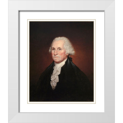 George Washington White Modern Wood Framed Art Print with Double Matting by Peale, Rembrandt