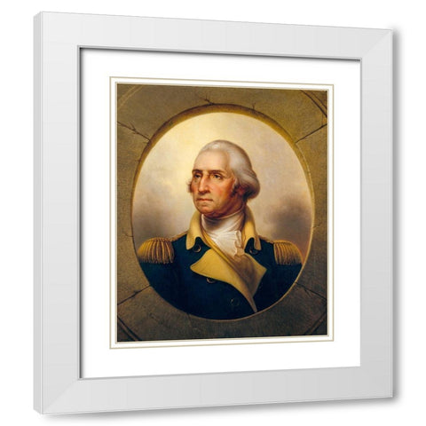 George Washington White Modern Wood Framed Art Print with Double Matting by Peale, Rembrandt
