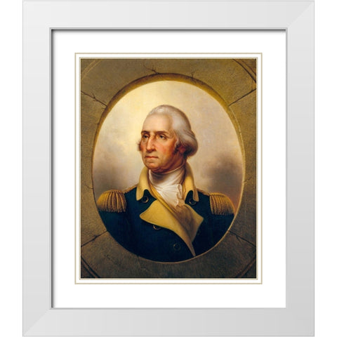 George Washington White Modern Wood Framed Art Print with Double Matting by Peale, Rembrandt