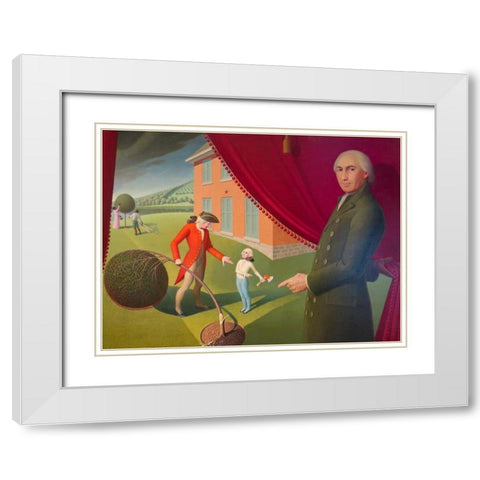 Parson Weems’ Fable White Modern Wood Framed Art Print with Double Matting by Wood, Grant