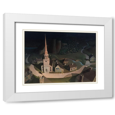 Midnight Ride of Paul Revere White Modern Wood Framed Art Print with Double Matting by Wood, Grant