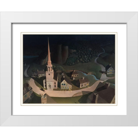 Midnight Ride of Paul Revere White Modern Wood Framed Art Print with Double Matting by Wood, Grant