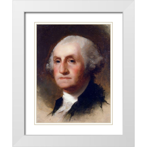 Portrait of George Washington White Modern Wood Framed Art Print with Double Matting by National Archives