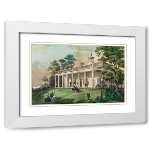The home of Washington-Mount Vernon-Va White Modern Wood Framed Art Print with Double Matting by Currier and Ives