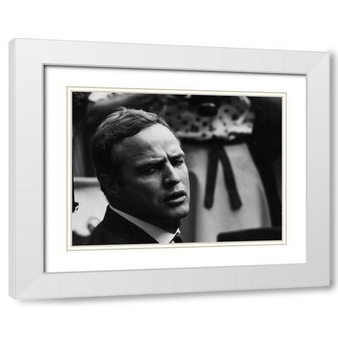 Civil Rights March on Washington-D.C. Actor Marlon Brando White Modern Wood Framed Art Print with Double Matting by U.S. Archives