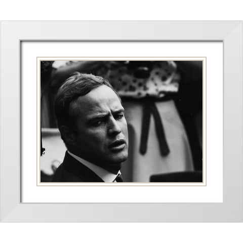 Civil Rights March on Washington-D.C. Actor Marlon Brando White Modern Wood Framed Art Print with Double Matting by U.S. Archives