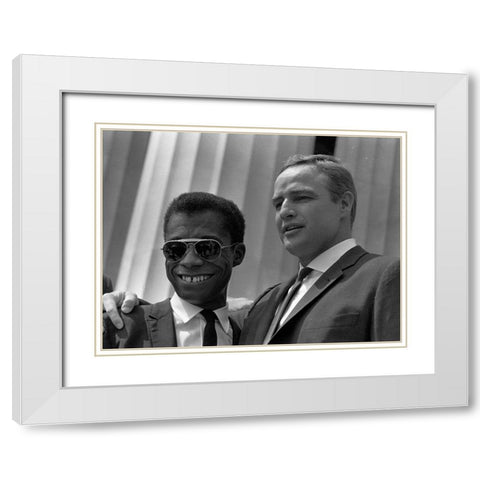 Author James Baldwin and actor Marlon Brando White Modern Wood Framed Art Print with Double Matting by U.S. Archives