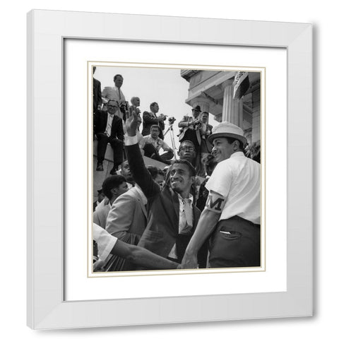 Civil Rights March on Washington-D.C. Actor Sammy Davis-Jr White Modern Wood Framed Art Print with Double Matting by U.S. Archives