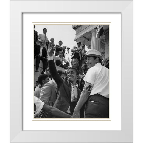 Civil Rights March on Washington-D.C. Actor Sammy Davis-Jr White Modern Wood Framed Art Print with Double Matting by U.S. Archives